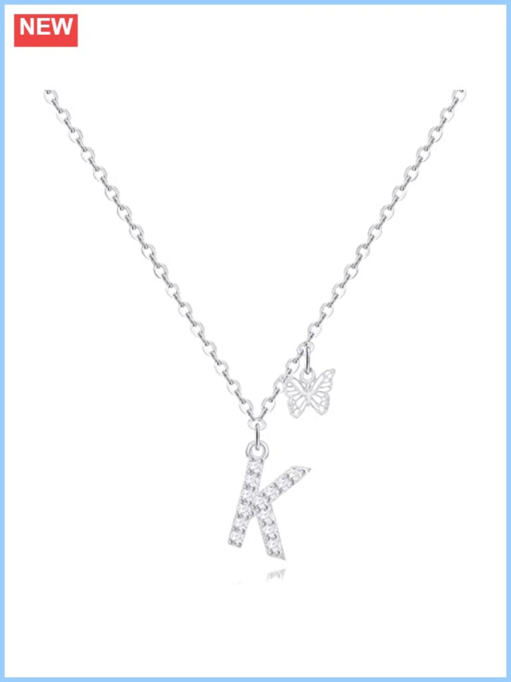 MJartoria Dainty Initial Butterfly Pendant Necklace, 14K Gold Plated Brass,